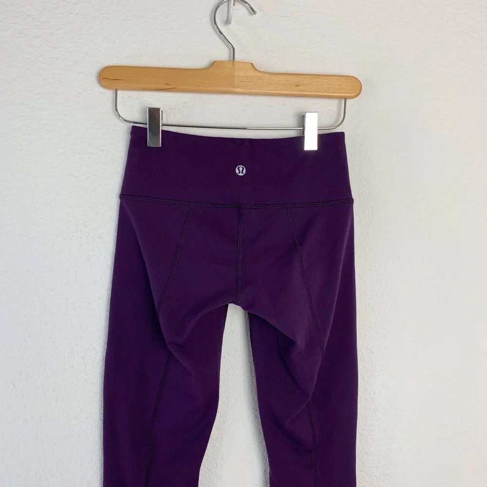 Lululemon Purple Side Gathered Satin Detail Leggings Sz 2 - Picture 9 of 13